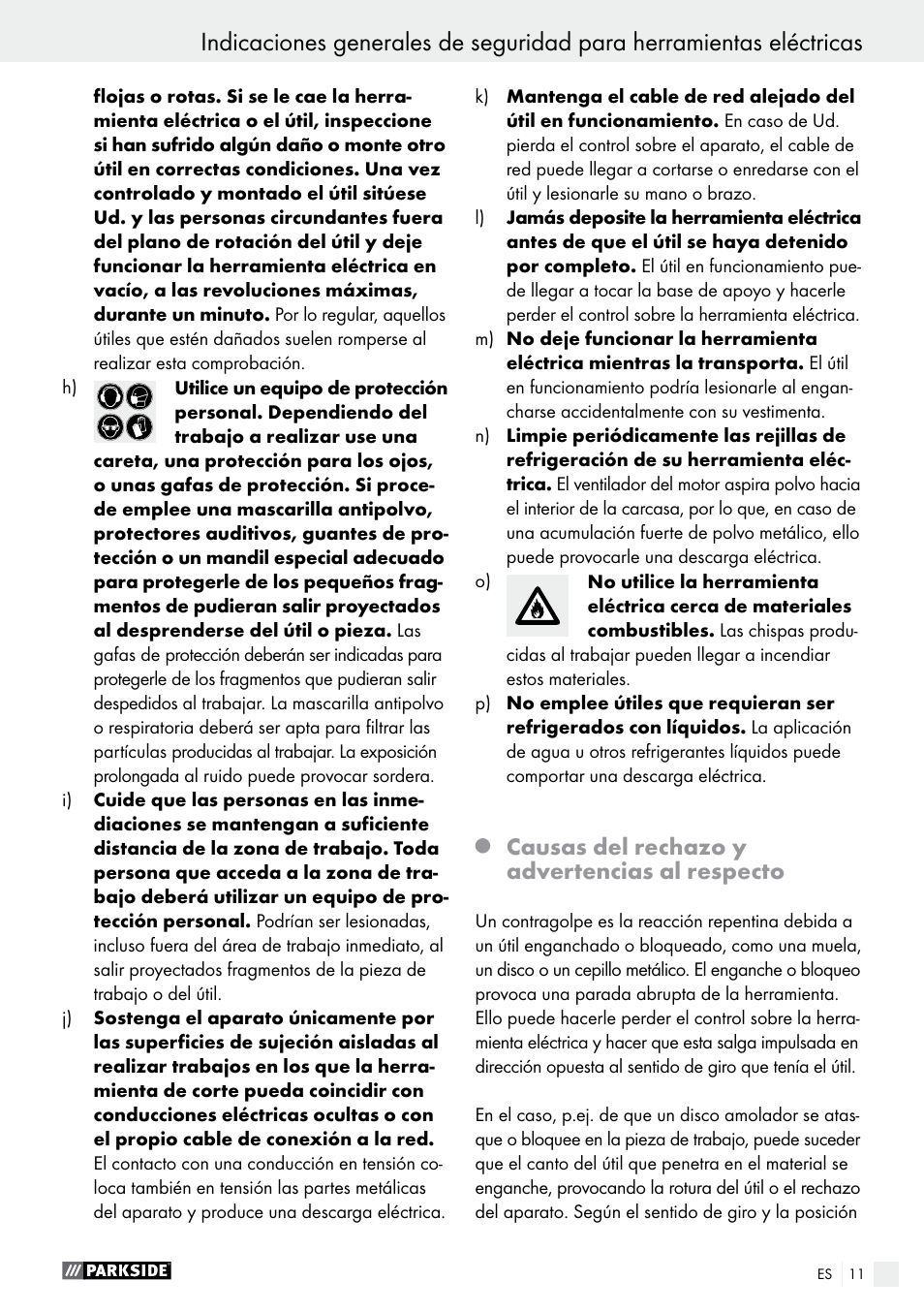 Causas del rechazo y advertencias al respecto | Parkside PFBS 9.6 A1 User Manual | Page 11 / 75