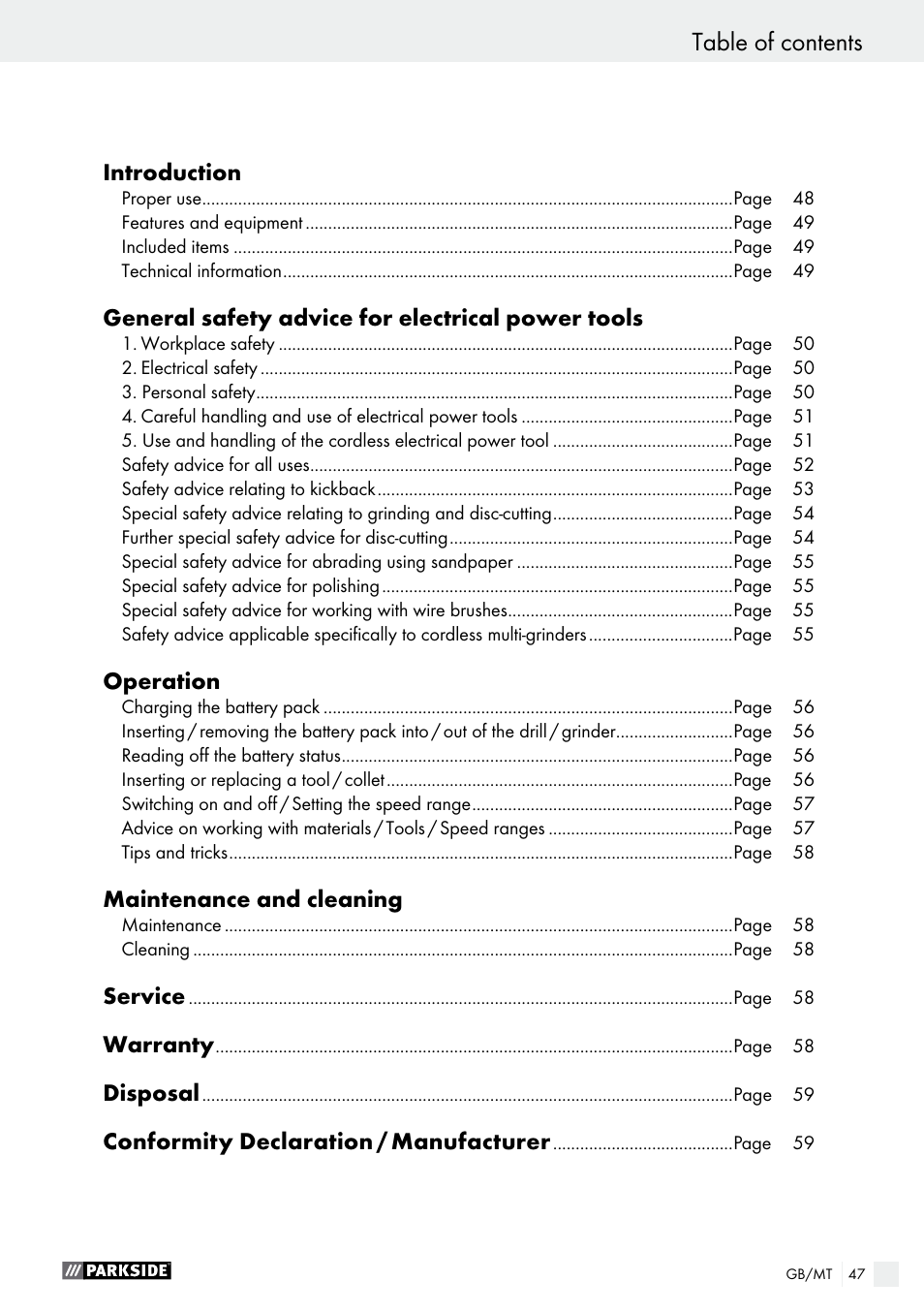 Parkside PFBS 9.6 A1 User Manual | Page 47 / 75