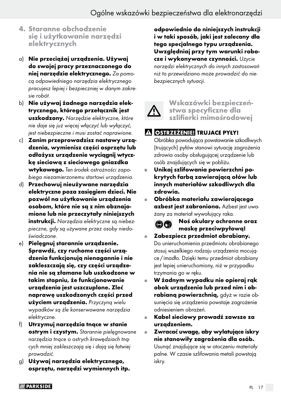 Parkside PEXS 270 A1 User Manual | Page 17 / 66