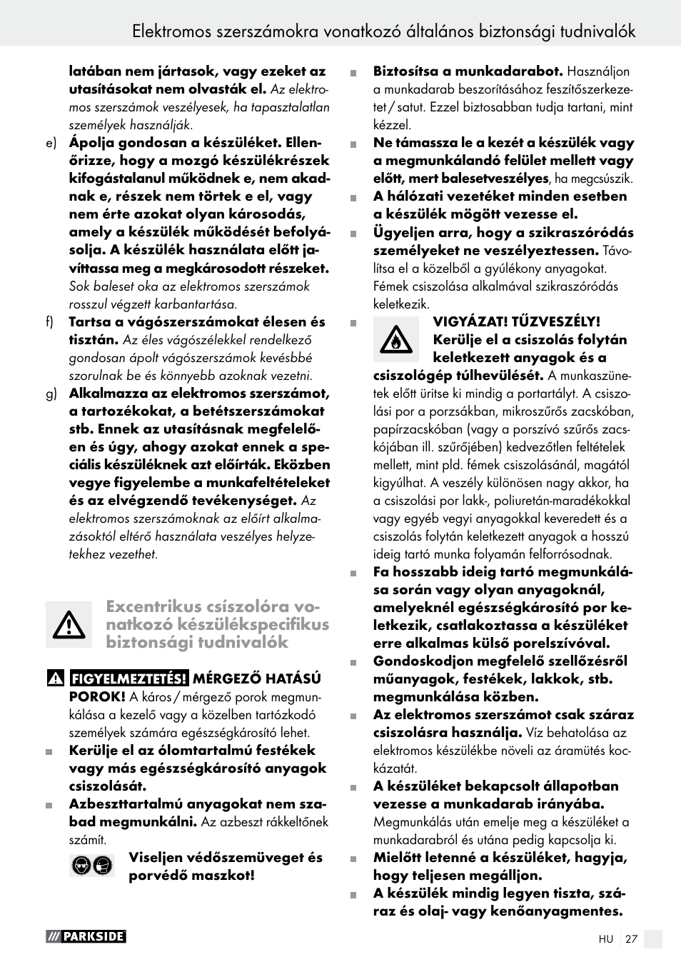 Parkside PEXS 270 A1 User Manual | Page 27 / 66