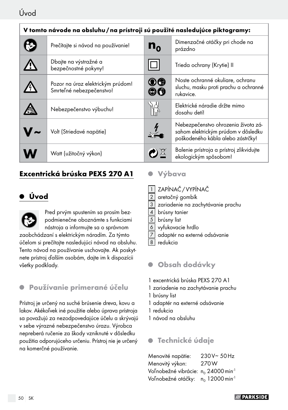 Parkside PEXS 270 A1 User Manual | Page 50 / 66