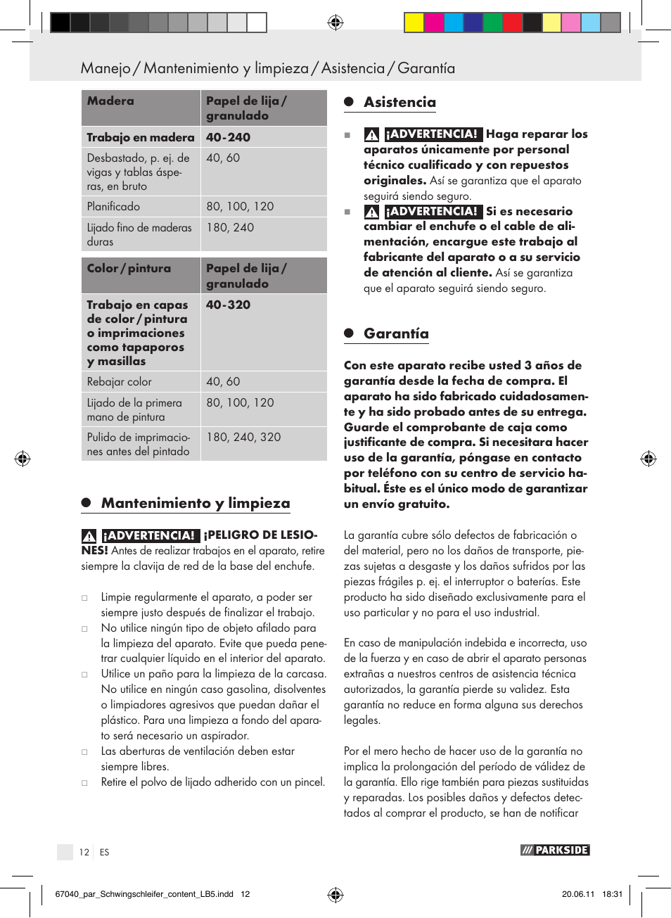 Mantenimiento y limpieza, Asistencia, Garantía | Parkside PSS 250 A1 User Manual | Page 13 / 55