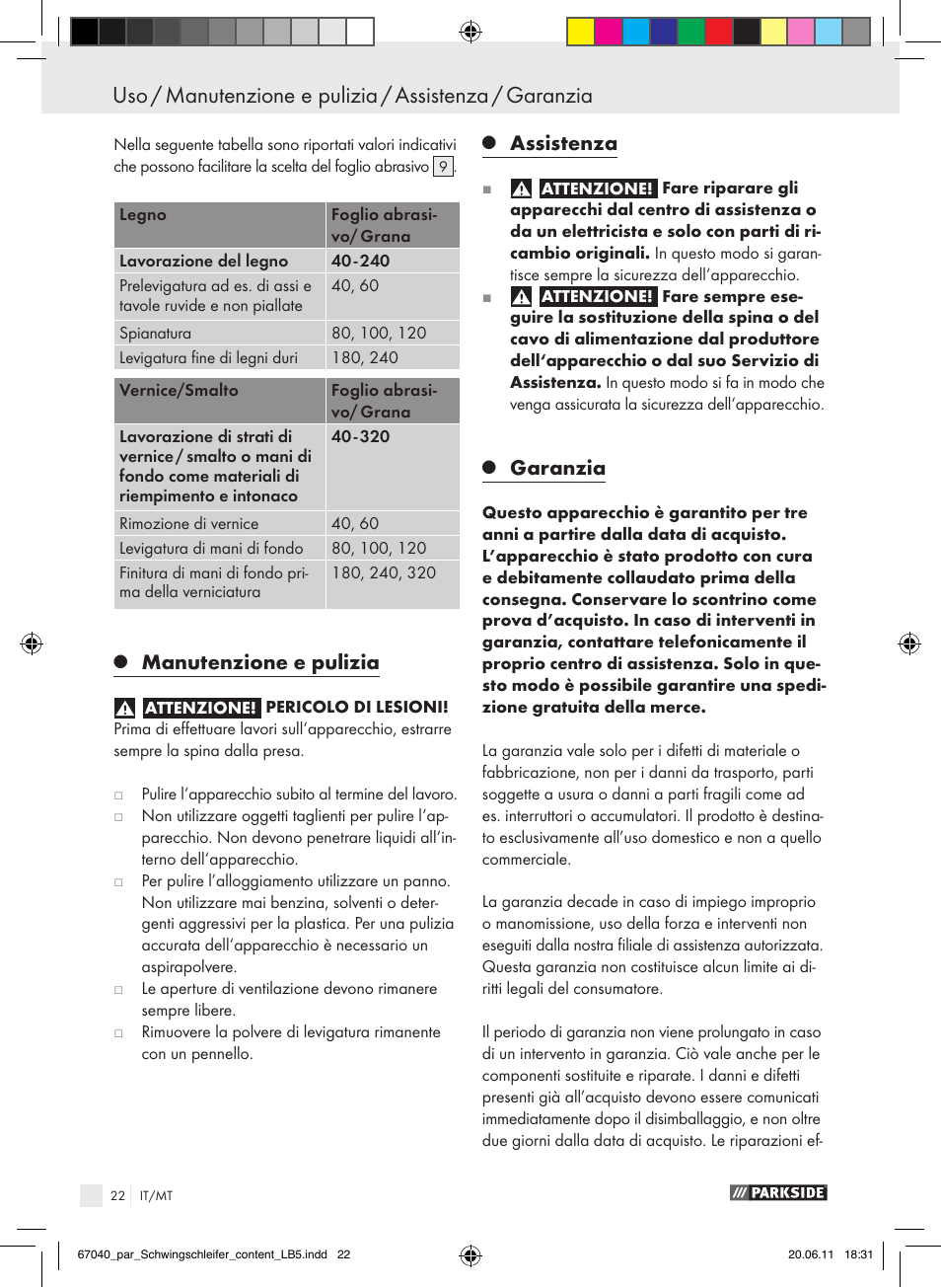 Manutenzione e pulizia, Assistenza, Garanzia | Parkside PSS 250 A1 User Manual | Page 23 / 55