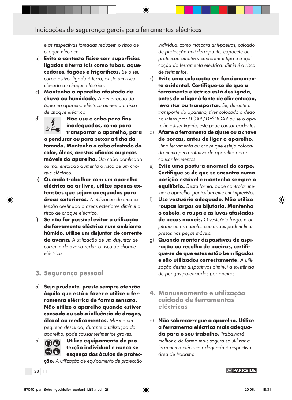 Segurança pessoal | Parkside PSS 250 A1 User Manual | Page 29 / 55