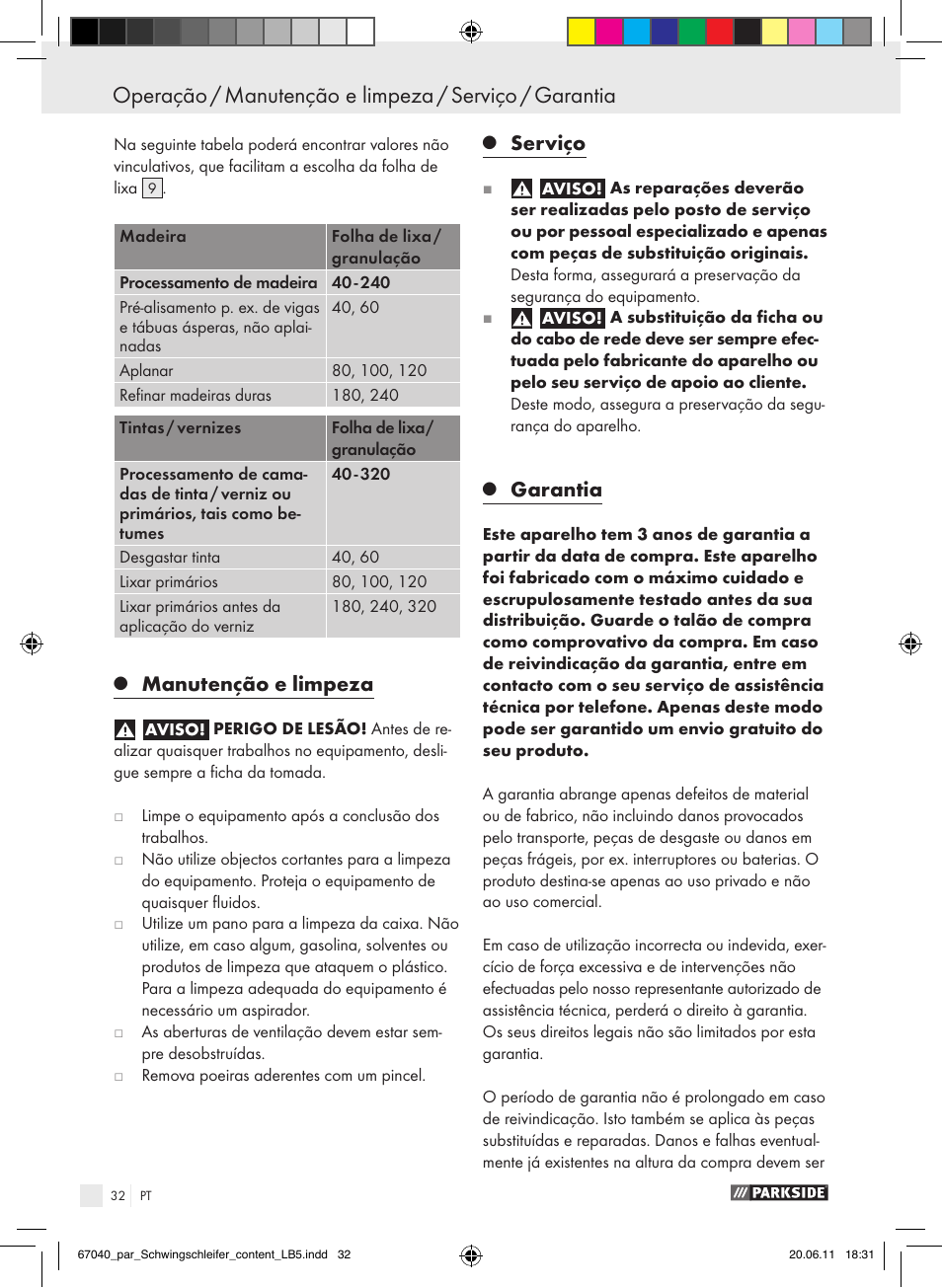 Manutenção e limpeza, Serviço, Garantia | Parkside PSS 250 A1 User Manual | Page 33 / 55