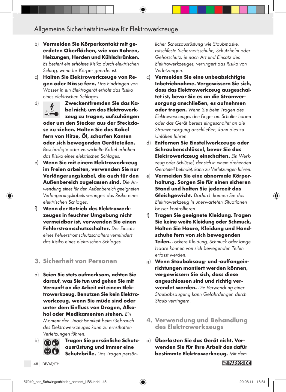 Sicherheit von personen, Verwendung und behandlung des elektrowerkzeugs | Parkside PSS 250 A1 User Manual | Page 49 / 55