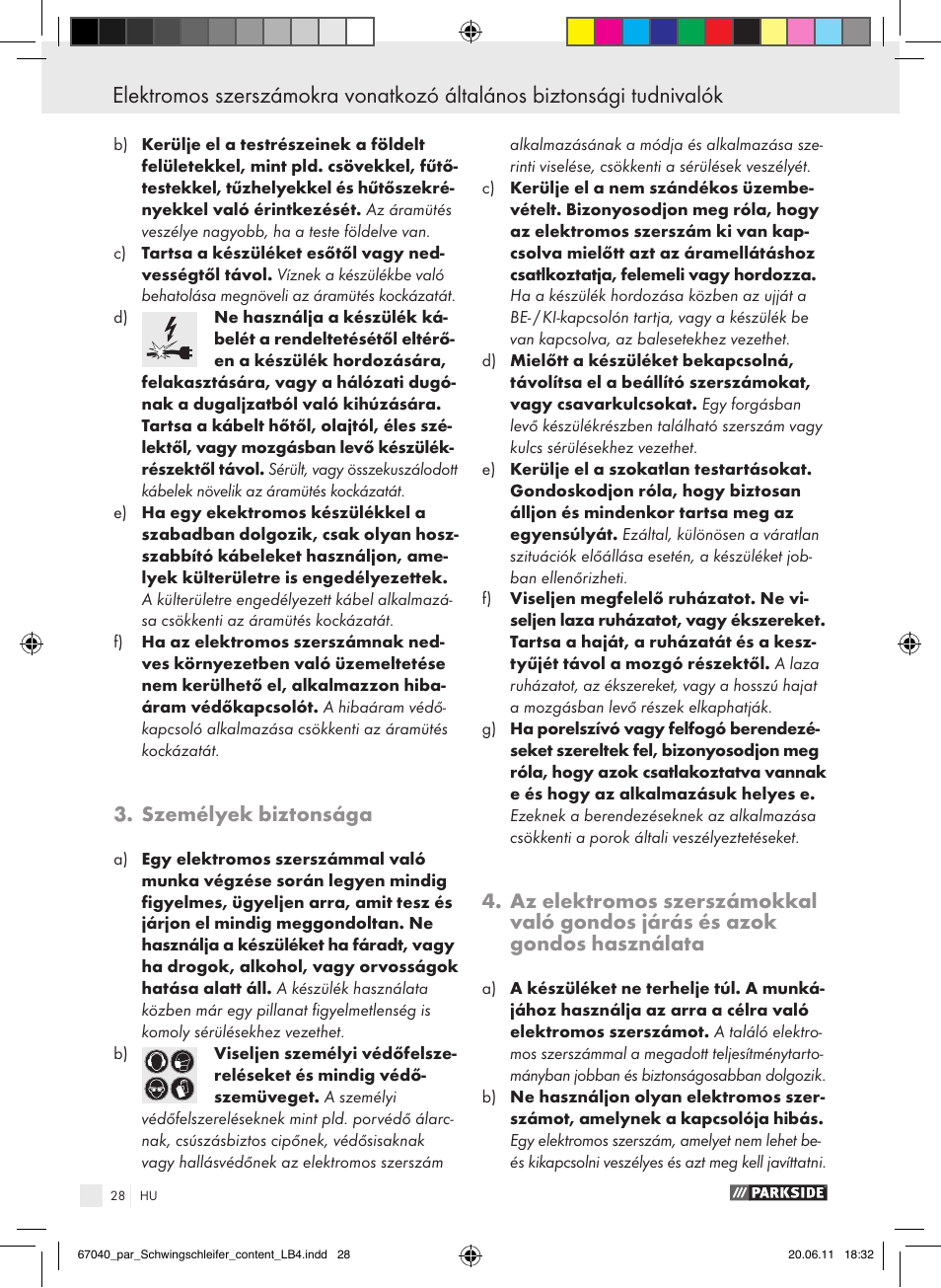 Személyek biztonsága | Parkside PSS 250 A1 User Manual | Page 29 / 75