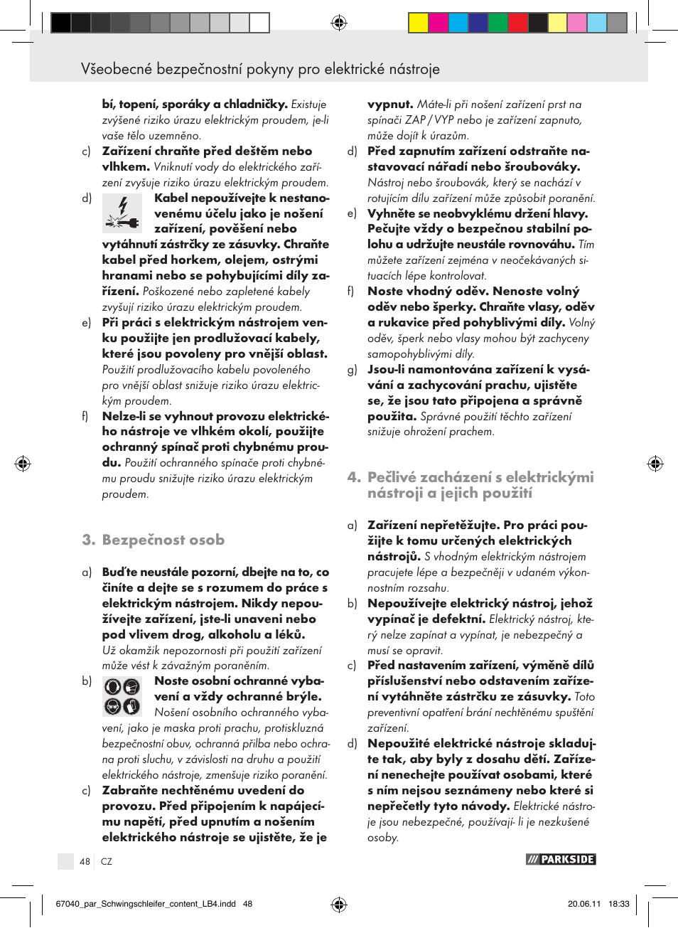 Bezpečnost osob | Parkside PSS 250 A1 User Manual | Page 49 / 75