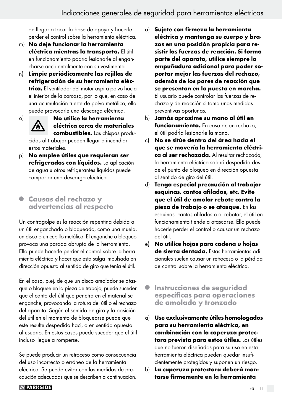 Causas del rechazo y advertencias al respecto | Parkside PMGS 12 A1 User Manual | Page 11 / 70