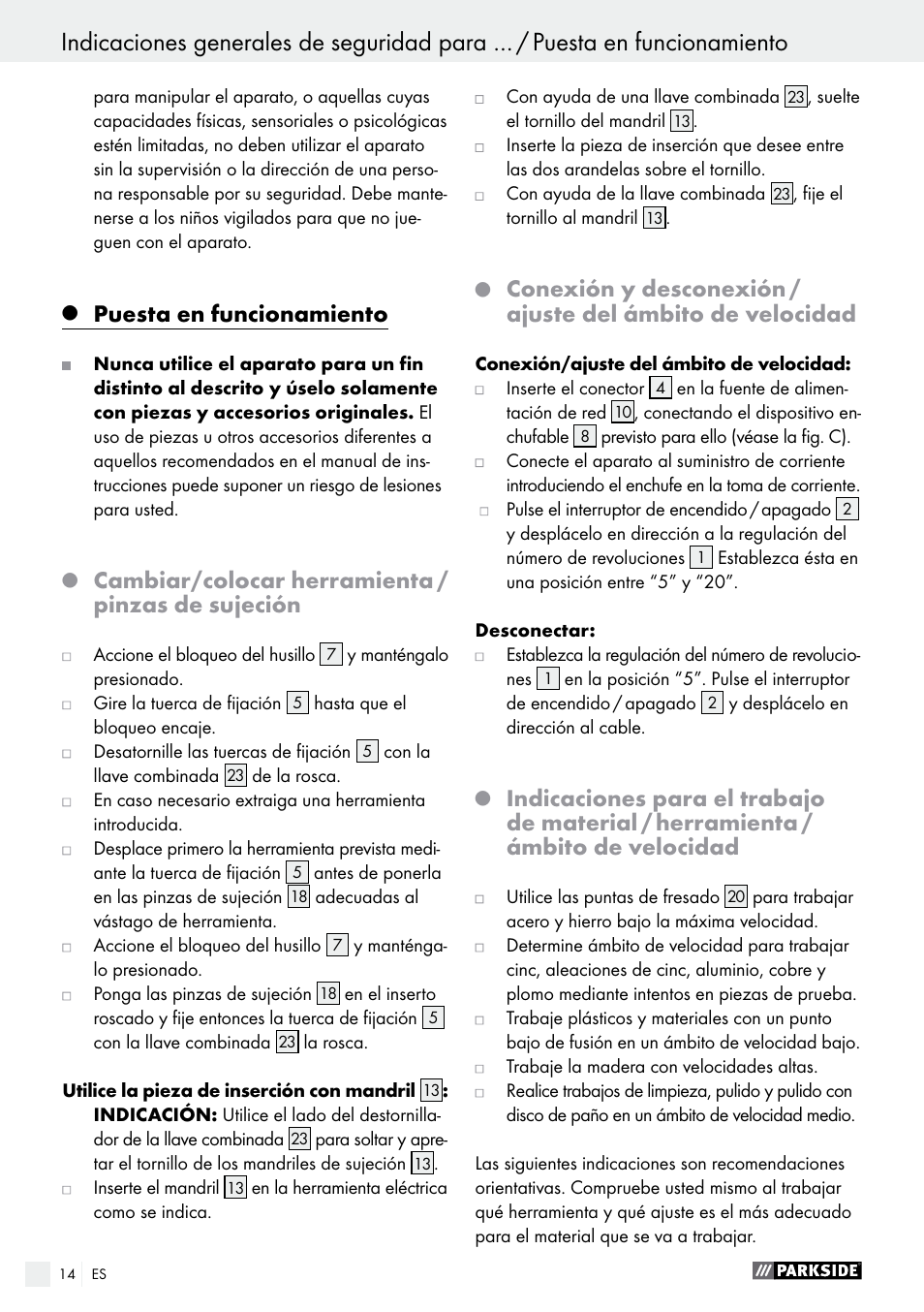 Puesta en funcionamiento, Cambiar/colocar herramienta / pinzas de sujeción | Parkside PMGS 12 A1 User Manual | Page 14 / 70