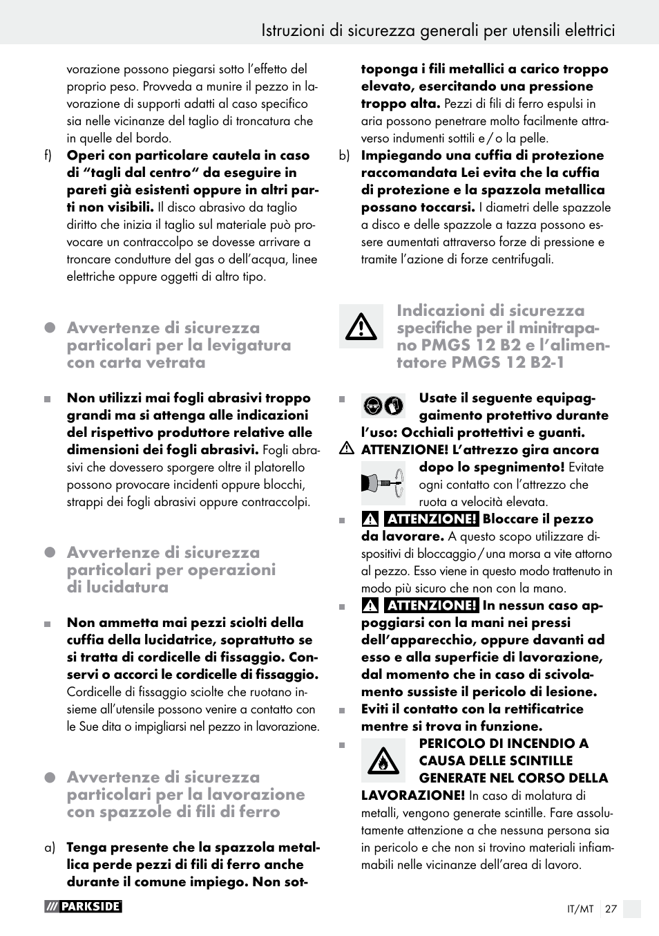 Parkside PMGS 12 A1 User Manual | Page 27 / 70