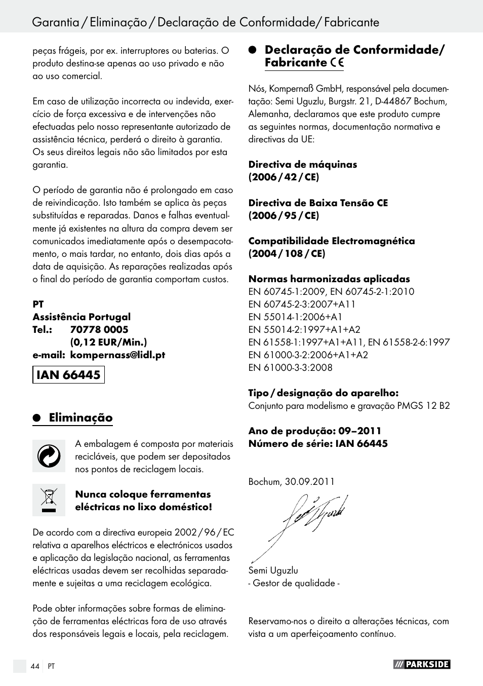 Parkside PMGS 12 A1 User Manual | Page 44 / 70
