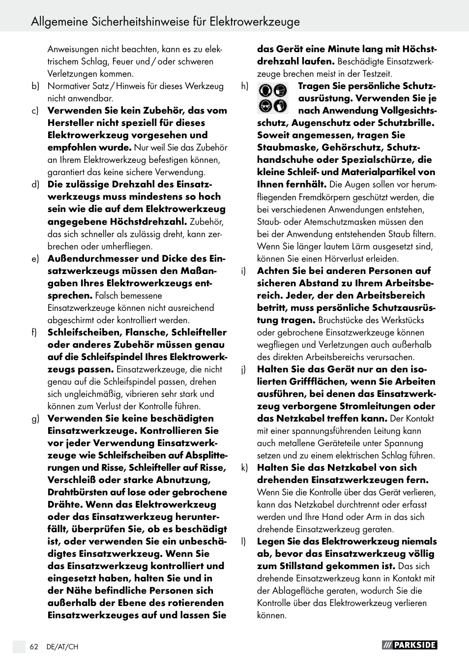 Parkside PMGS 12 A1 User Manual | Page 62 / 70