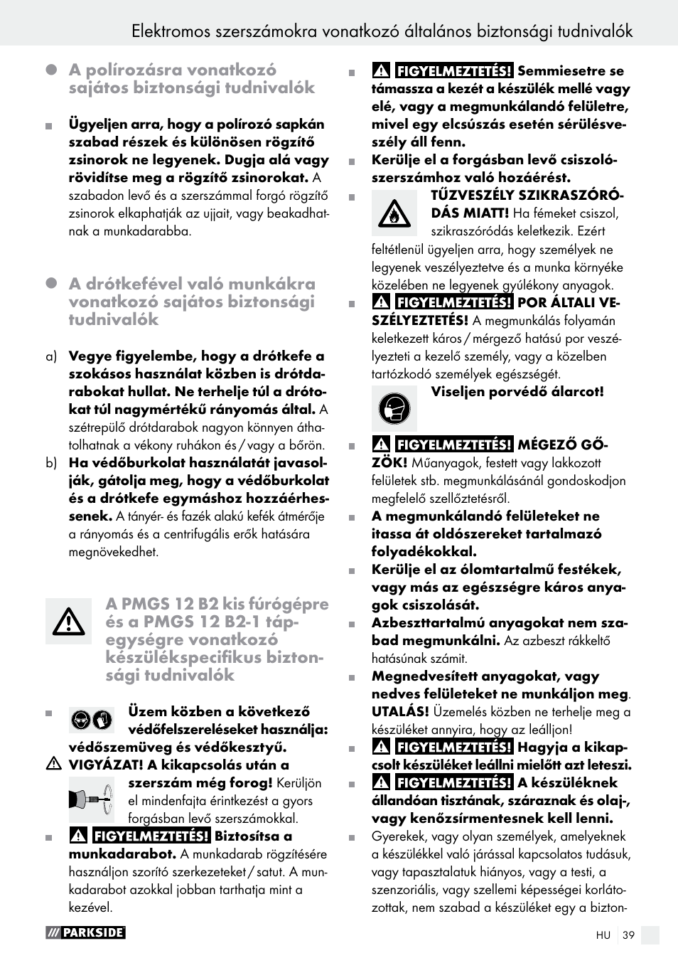 Parkside PMGS 12 A1 User Manual | Page 39 / 96