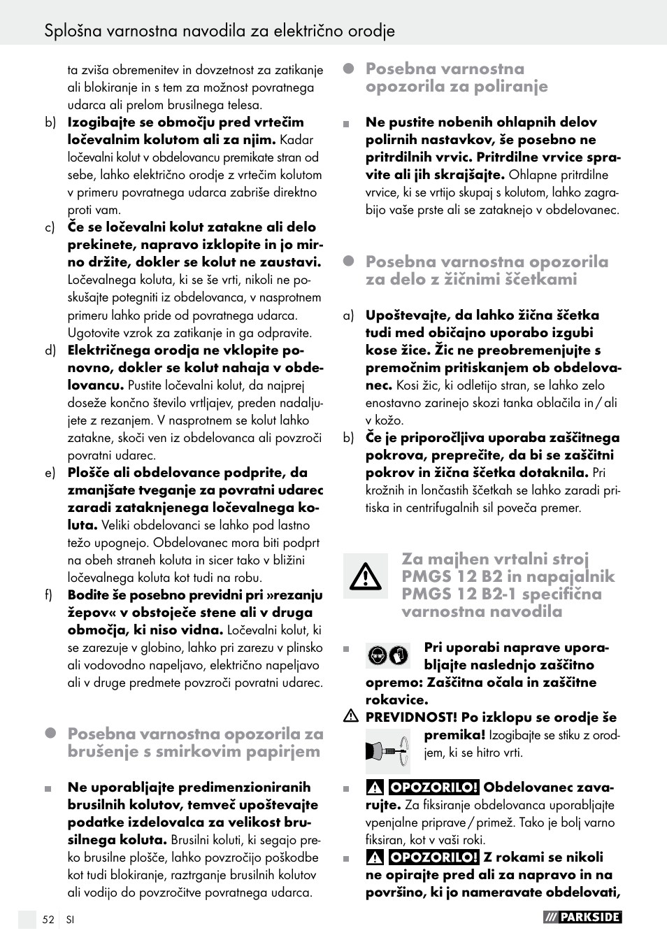 Parkside PMGS 12 A1 User Manual | Page 52 / 96