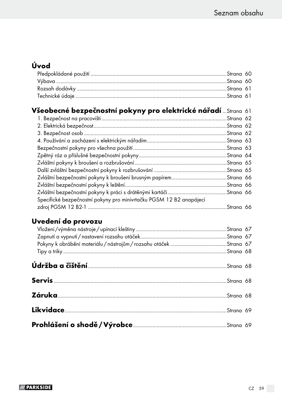 Parkside PMGS 12 A1 User Manual | Page 59 / 96
