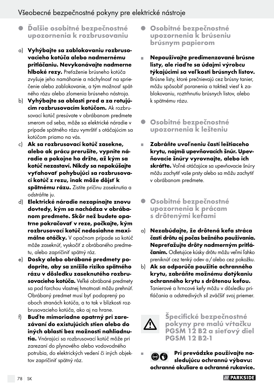 Parkside PMGS 12 A1 User Manual | Page 78 / 96