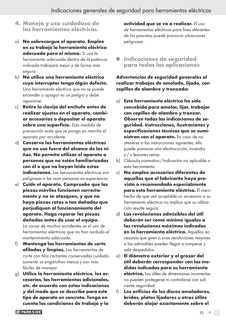 Parkside PWS 125 A1 User Manual | Page 11 / 85