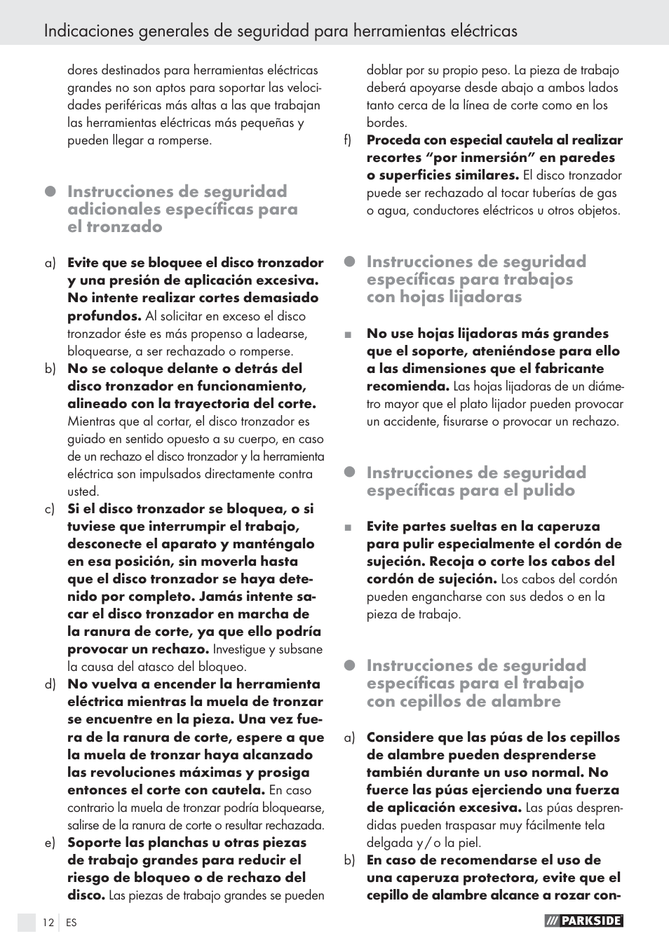 Parkside PWS 125 A1 User Manual | Page 14 / 85