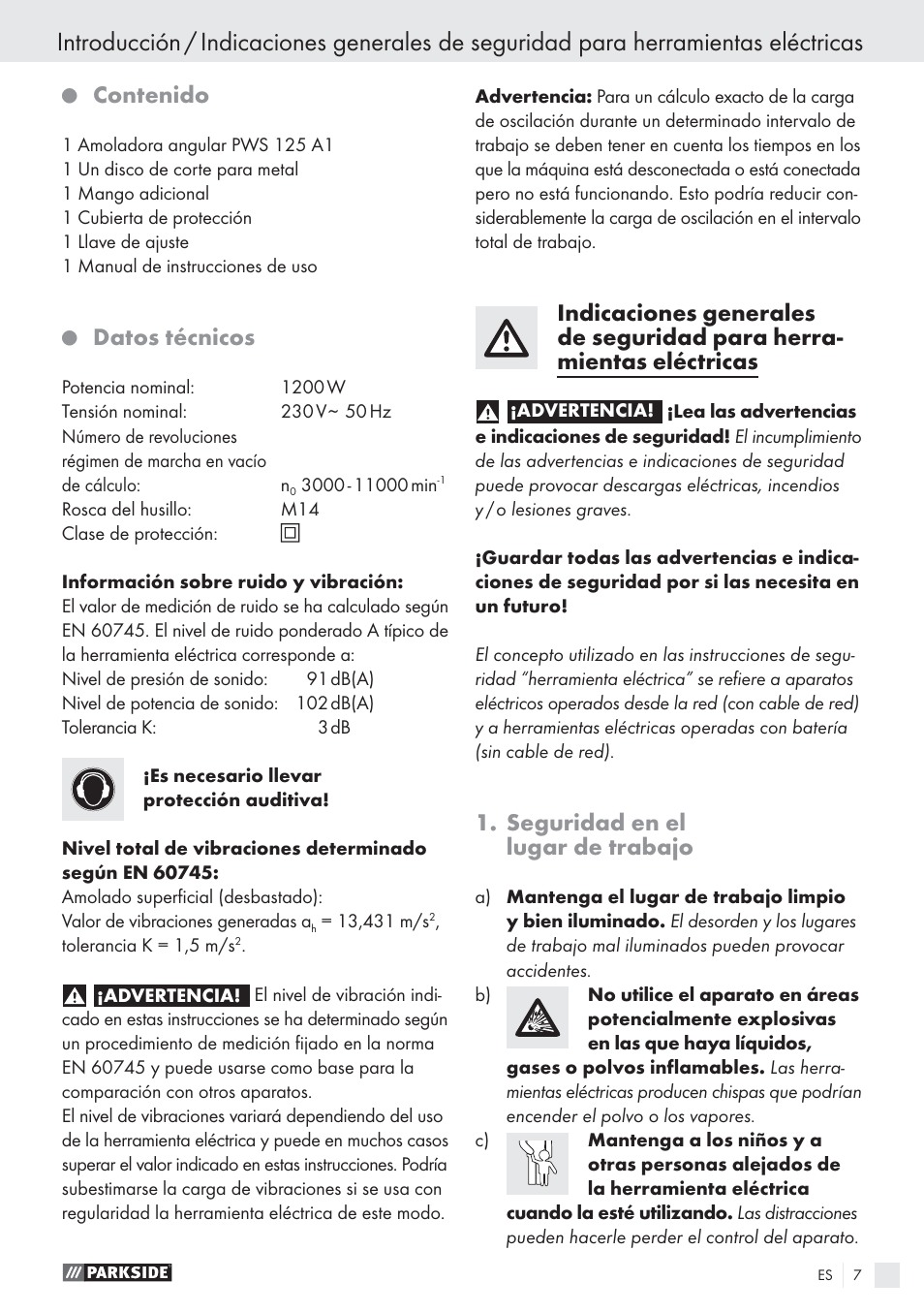 Parkside PWS 125 A1 User Manual | Page 9 / 85