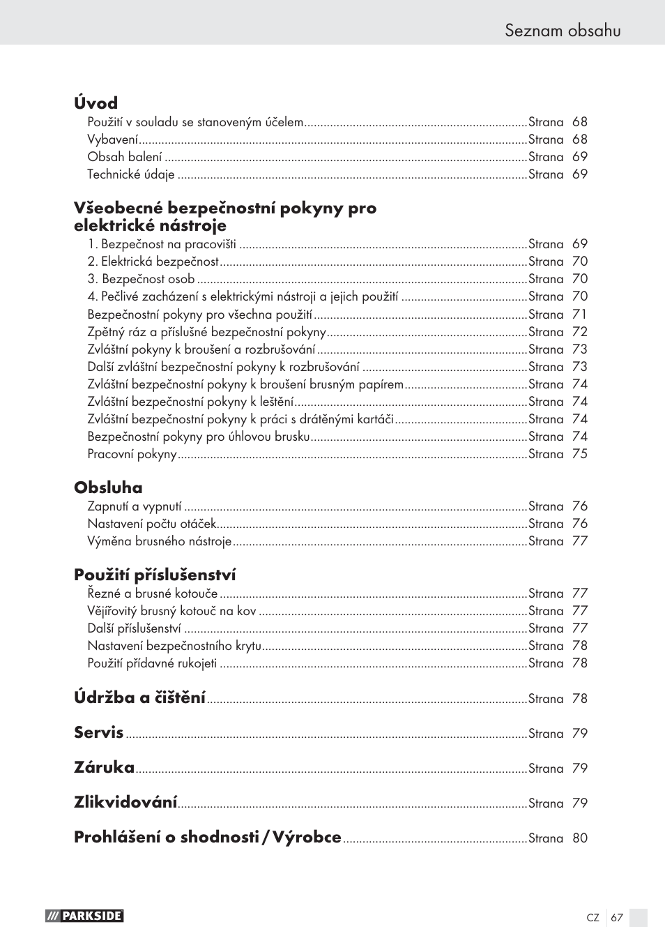 Parkside PWS 125 A1 User Manual | Page 69 / 113