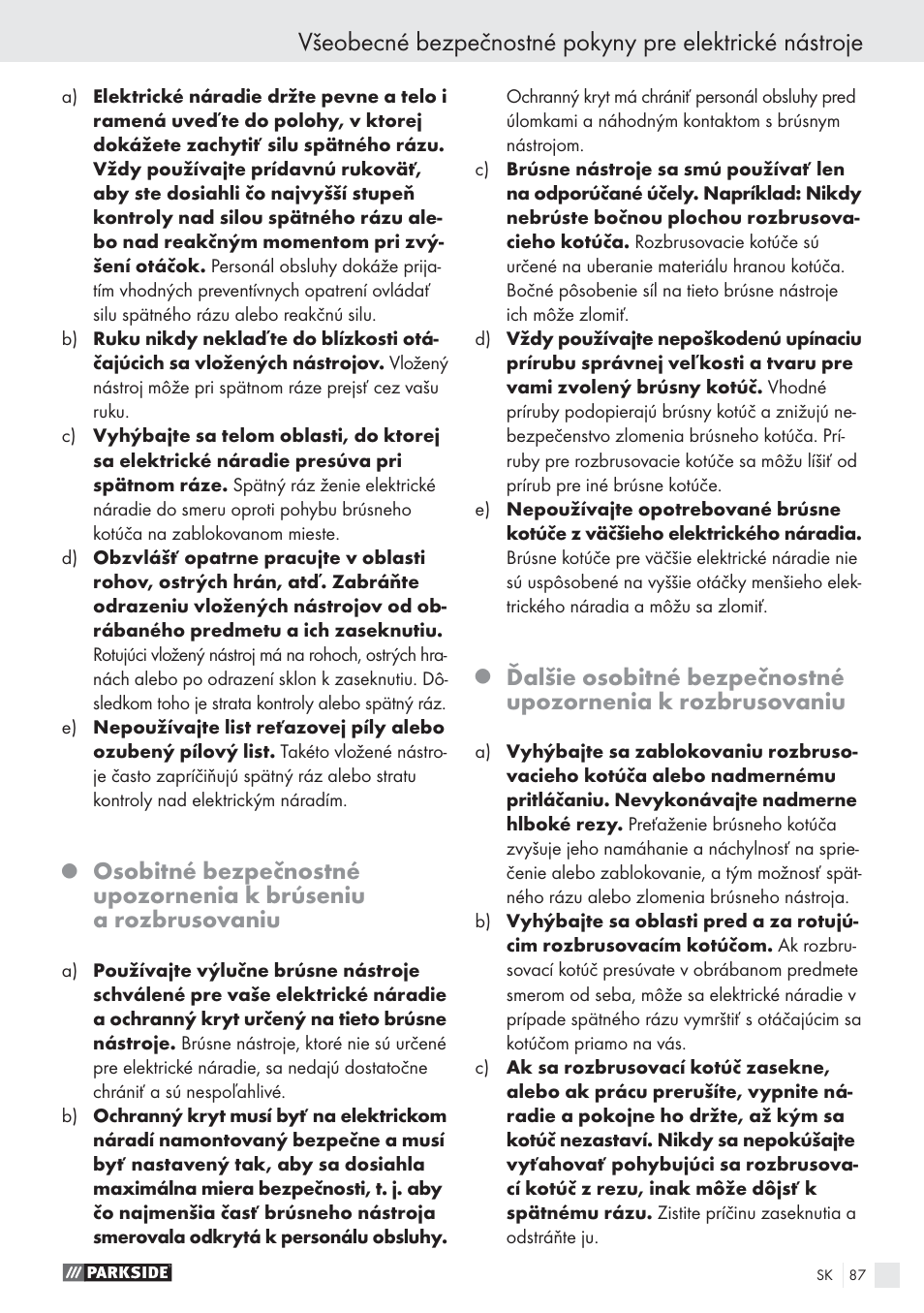 Parkside PWS 125 A1 User Manual | Page 89 / 113