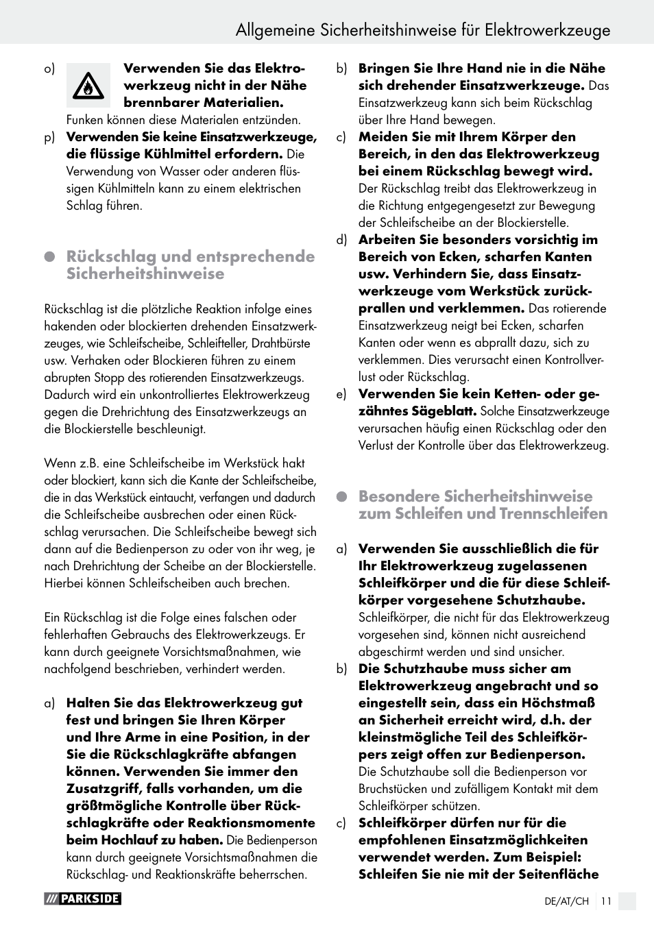 Parkside PWS 230 A1 User Manual | Page 11 / 62