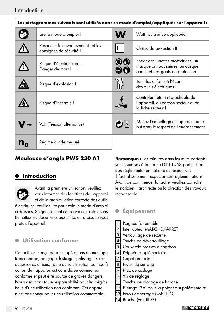 Parkside PWS 230 A1 User Manual | Page 20 / 62