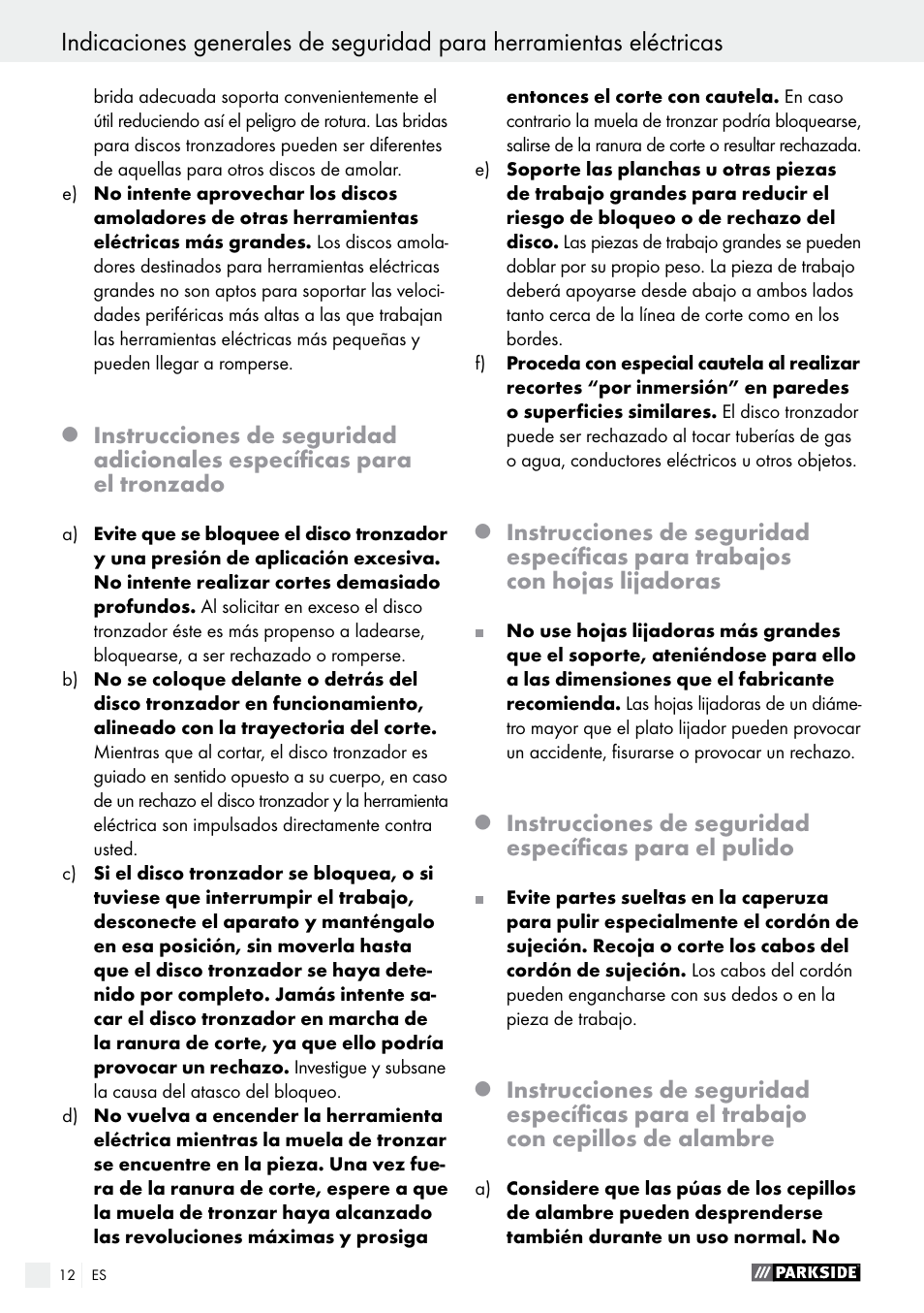 Parkside PWS 230 A1 User Manual | Page 12 / 63