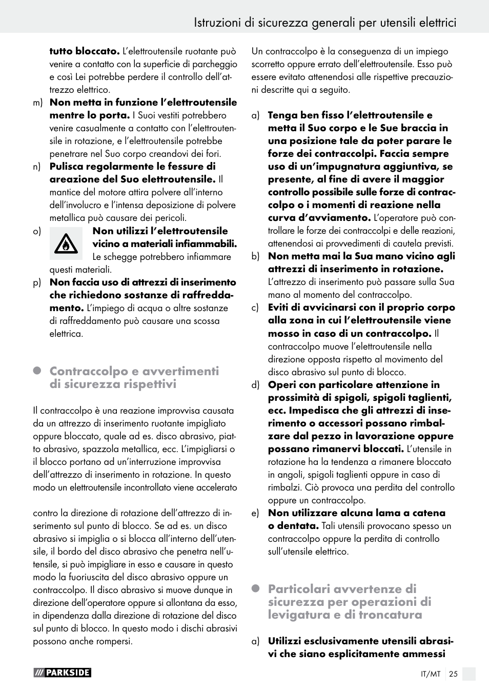 Parkside PWS 230 A1 User Manual | Page 25 / 63