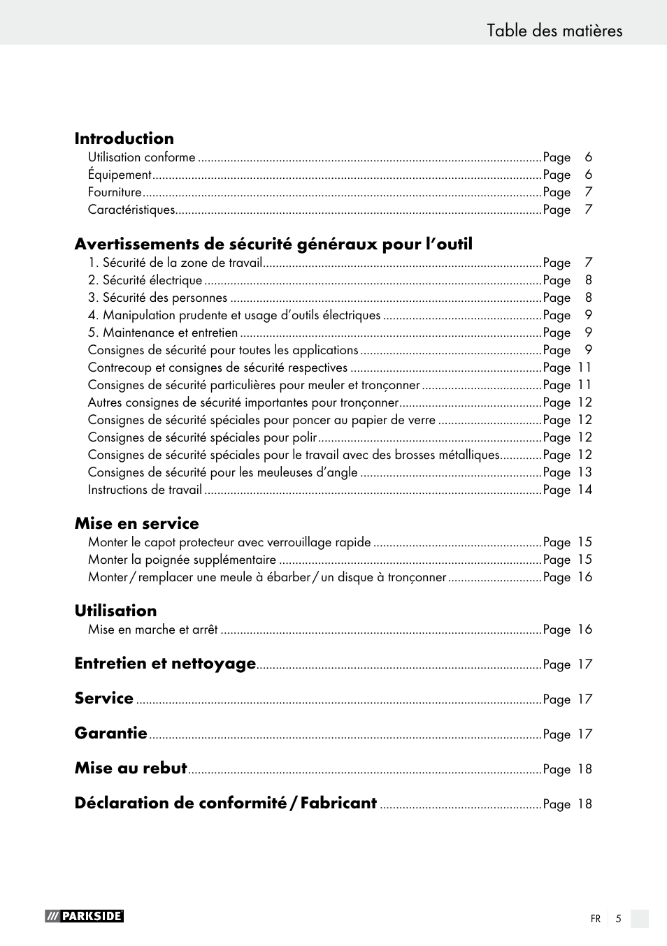Parkside PWS 230 A1 User Manual | Page 5 / 46
