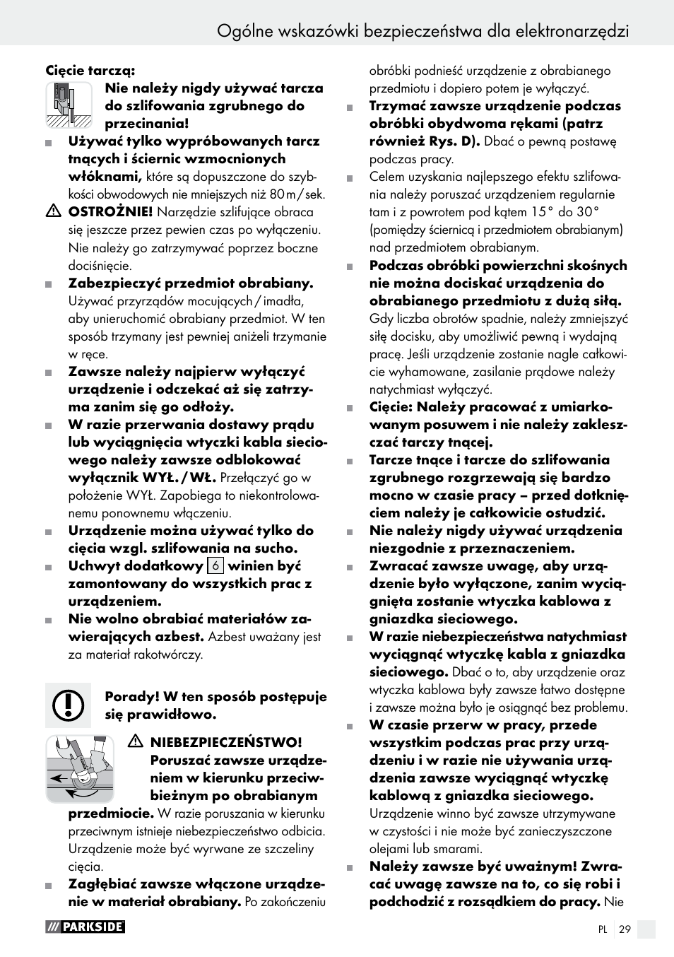Parkside PWS 230 A1 User Manual | Page 29 / 77