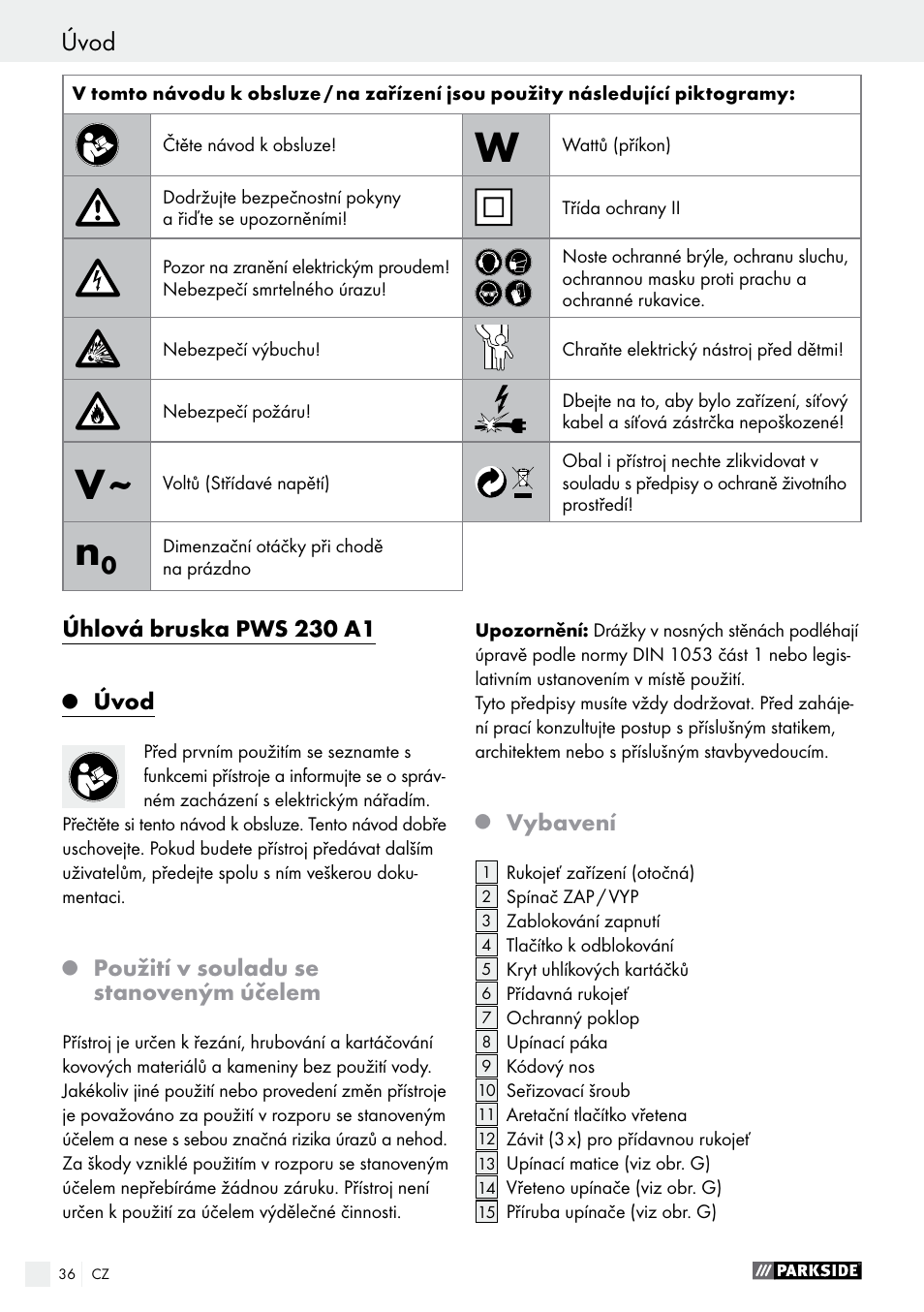 Parkside PWS 230 A1 User Manual | Page 36 / 77