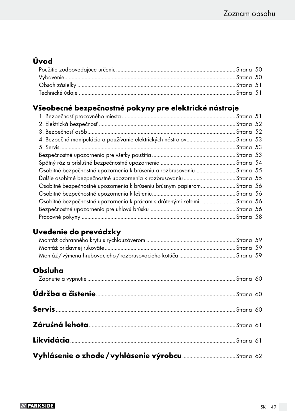 Parkside PWS 230 A1 User Manual | Page 49 / 77