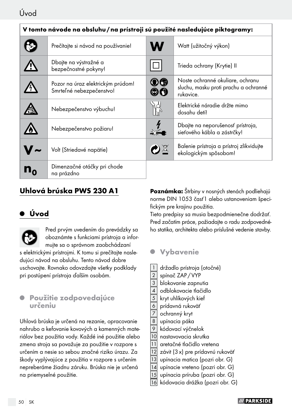 Parkside PWS 230 A1 User Manual | Page 50 / 77