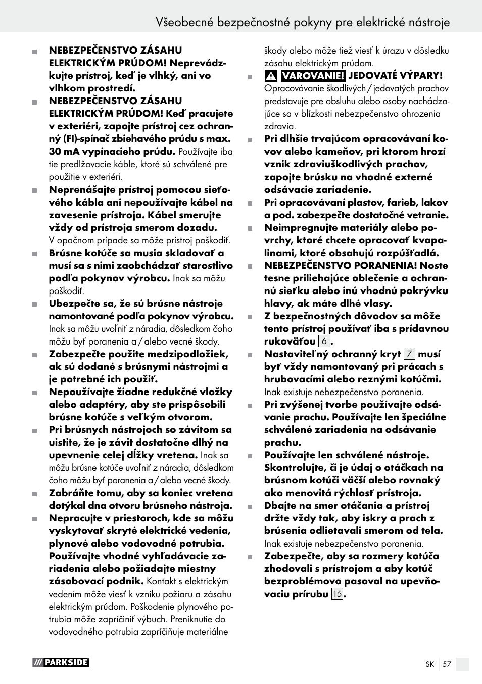 Parkside PWS 230 A1 User Manual | Page 57 / 77