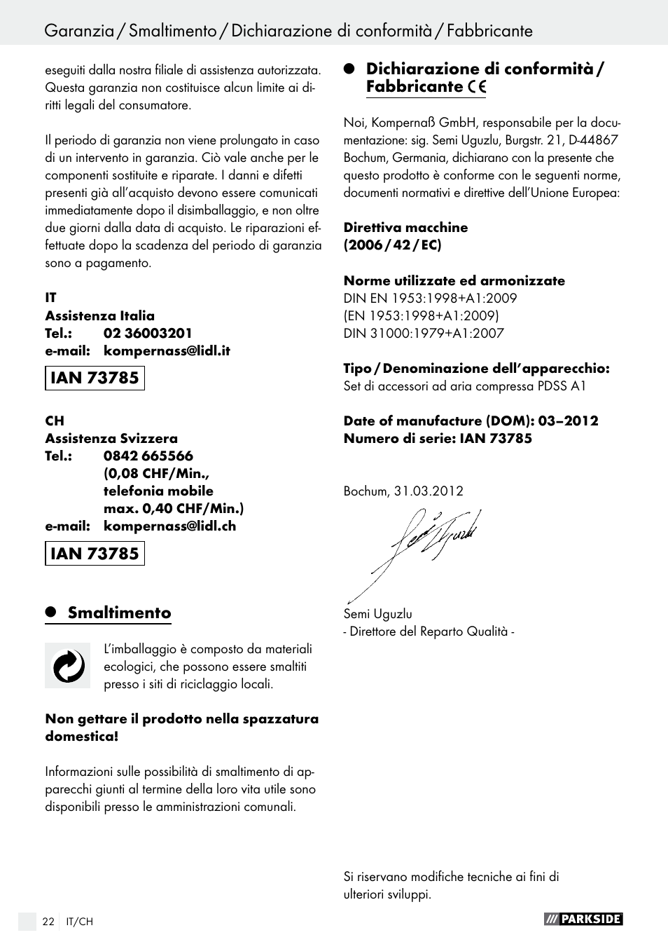 Parkside PDSS A1 User Manual | Page 22 / 35
