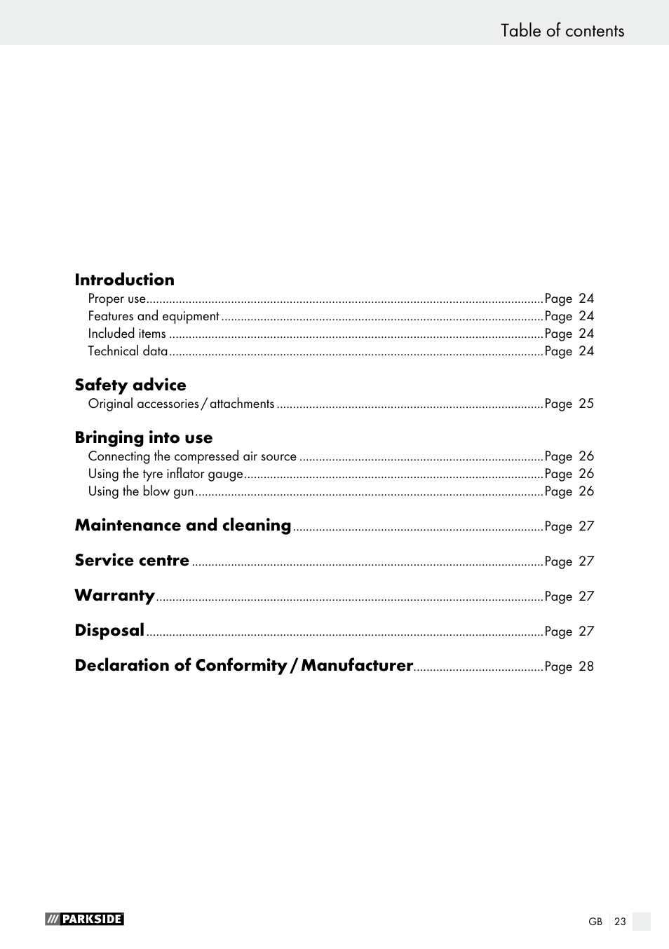 Parkside PDSS A1 User Manual | Page 23 / 29