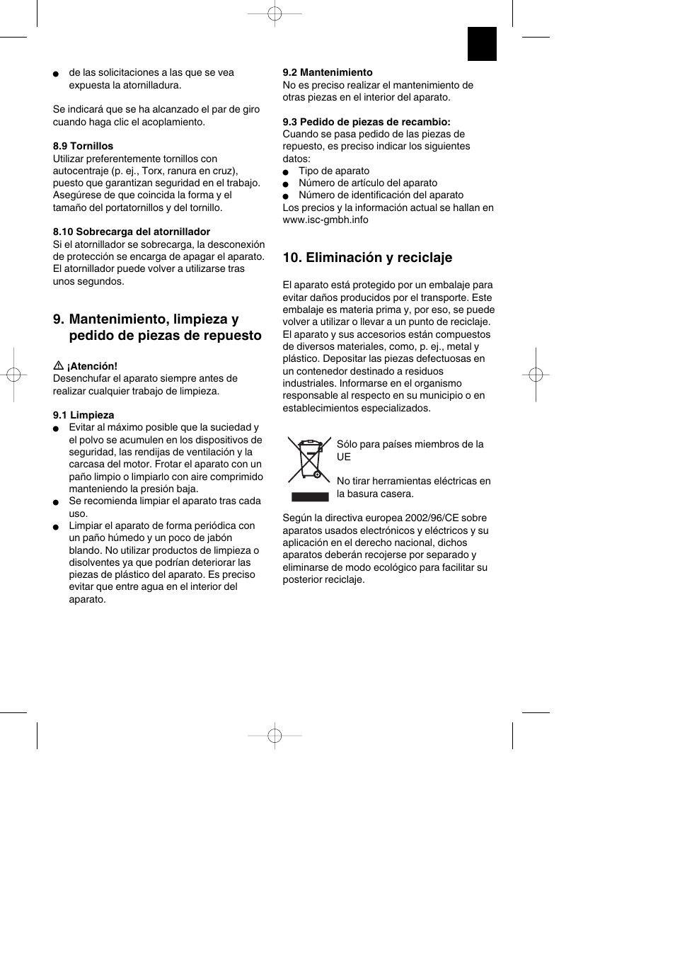 Eliminación y reciclaje | Parkside PASS 3.6 A1 User Manual | Page 15 / 76