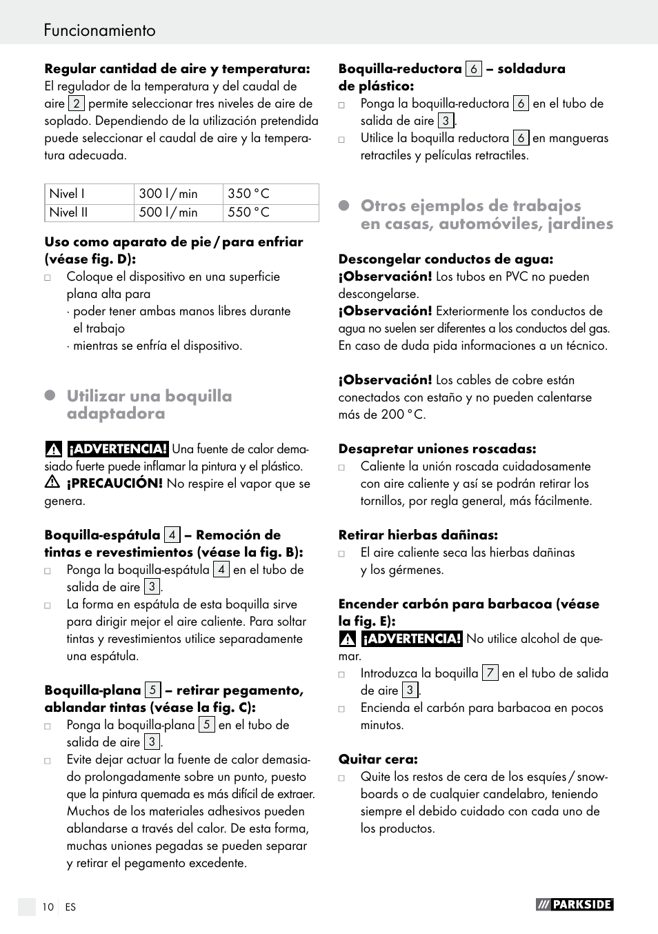 Utilizar una boquilla adaptadora | Parkside PHLG 2000 B1 User Manual | Page 10 / 37