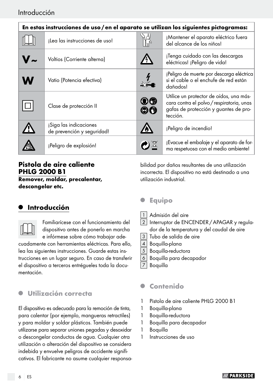 Parkside PHLG 2000 B1 User Manual | Page 6 / 37