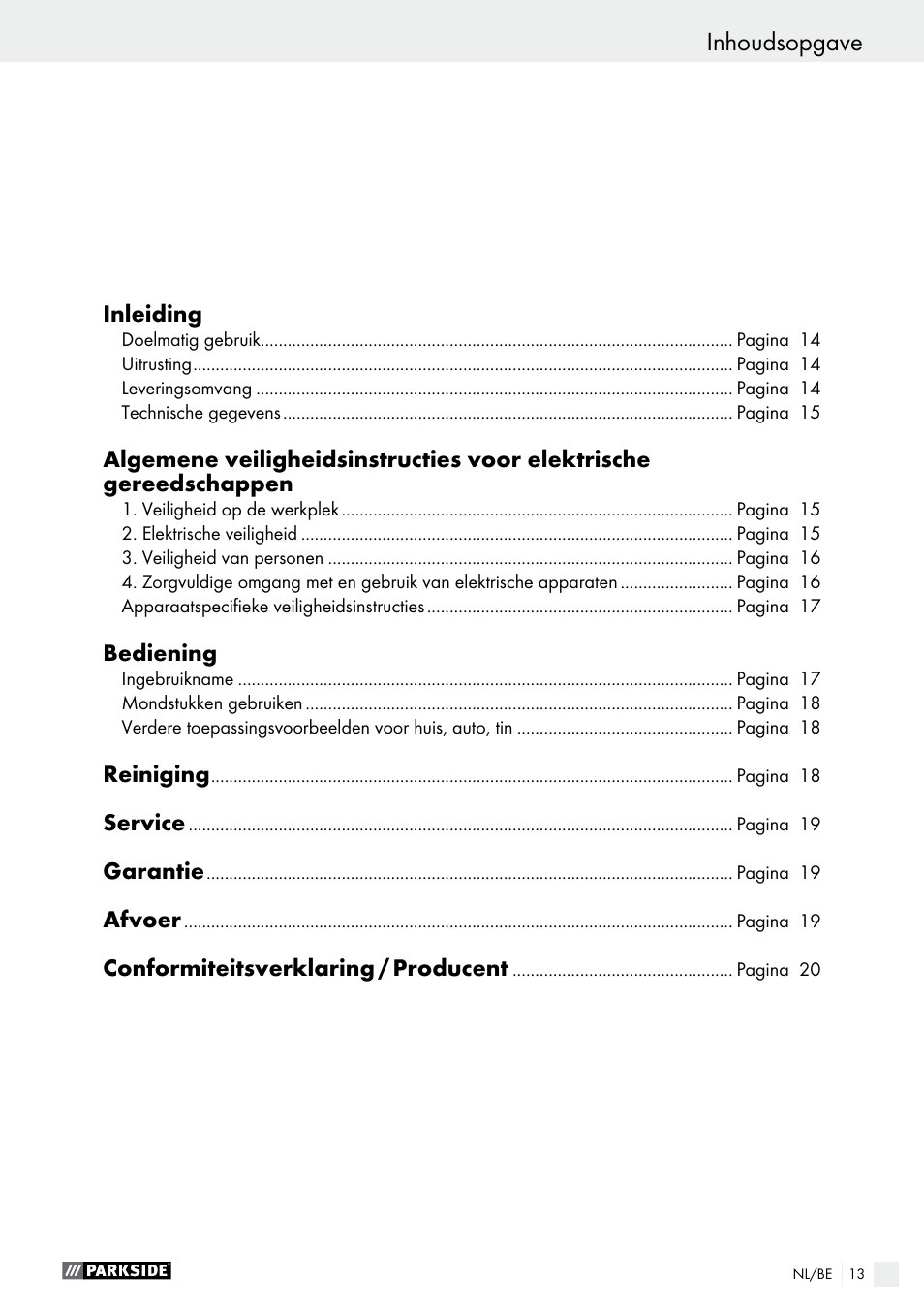 Parkside PHLG 2000 B1 User Manual | Page 13 / 37