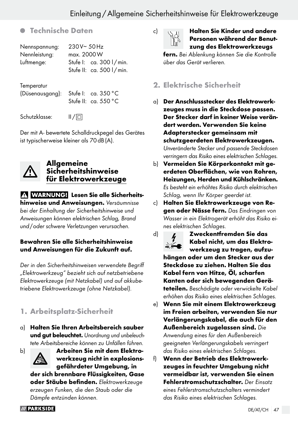 Einleitung | Parkside PHLG 2000 B1 User Manual | Page 47 / 53