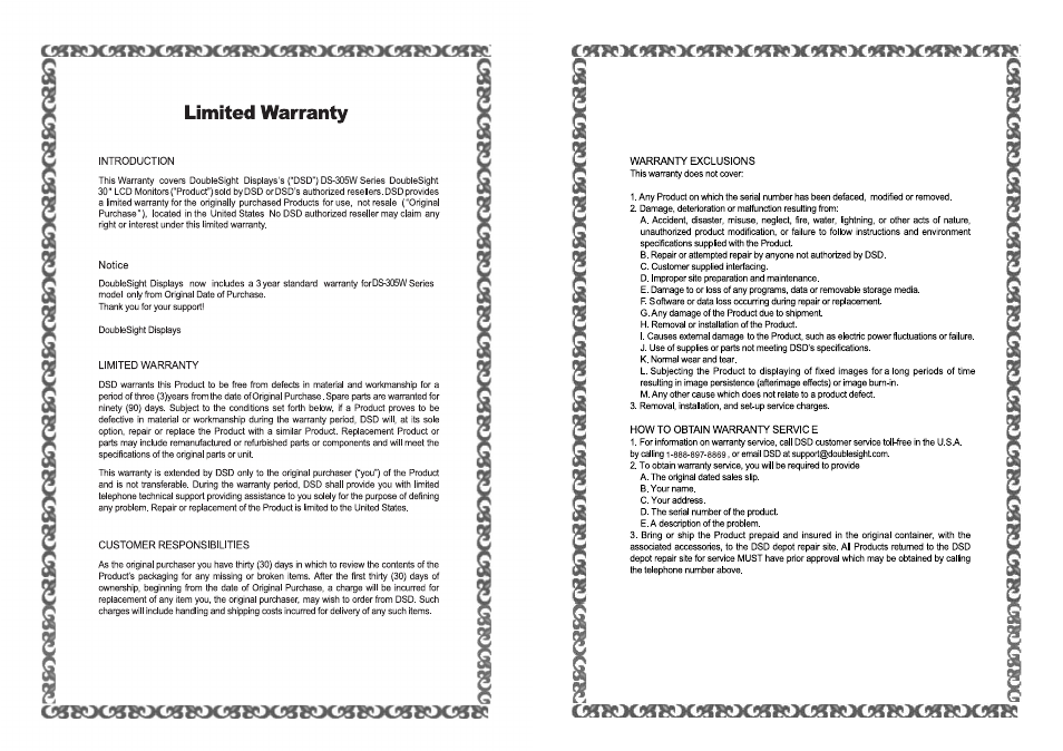 DoubleSight Displays DoubleSight Wide Screen LCD DS-305W User Manual | Page 8 / 9