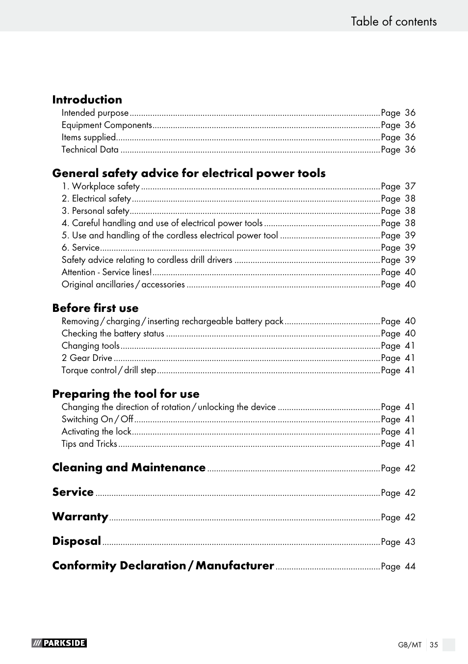 Parkside PABS 10.8 B2 User Manual | Page 35 / 55