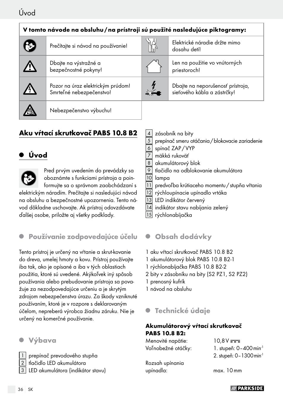 Parkside PABS 10.8 B2 User Manual | Page 36 / 55