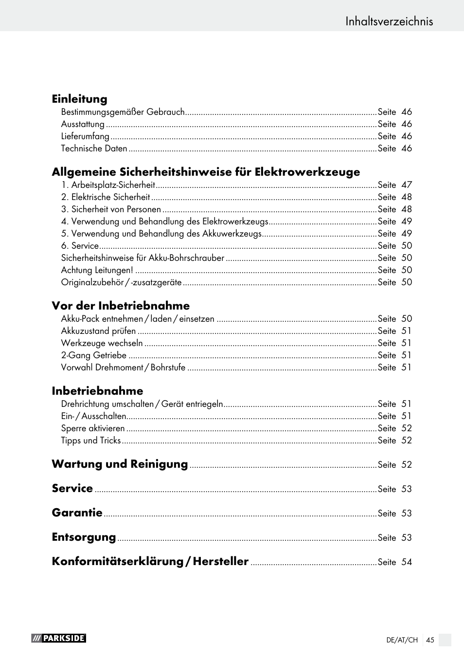 Parkside PABS 10.8 B2 User Manual | Page 45 / 55