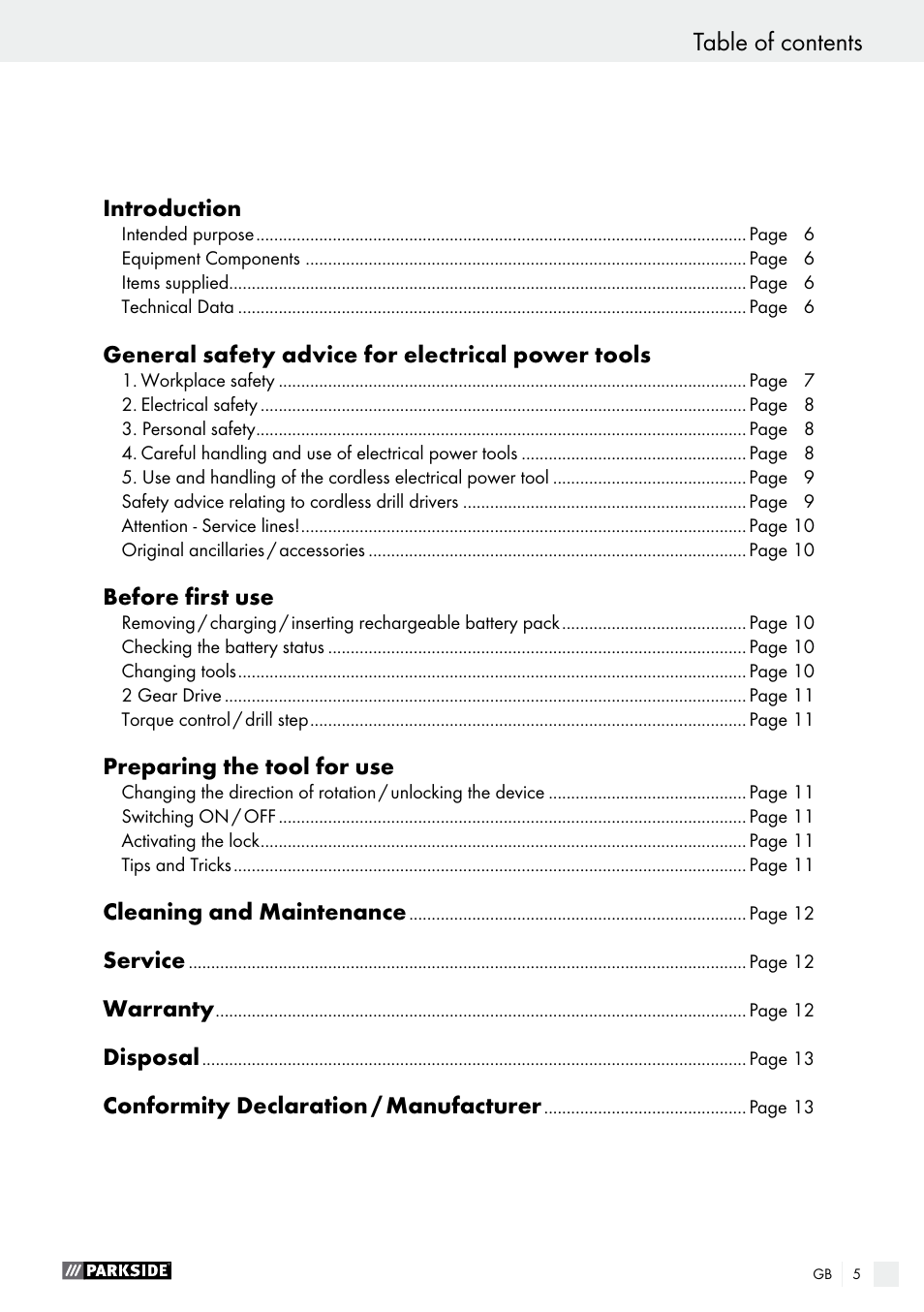Parkside PABS 10.8 A2 User Manual | Page 5 / 75