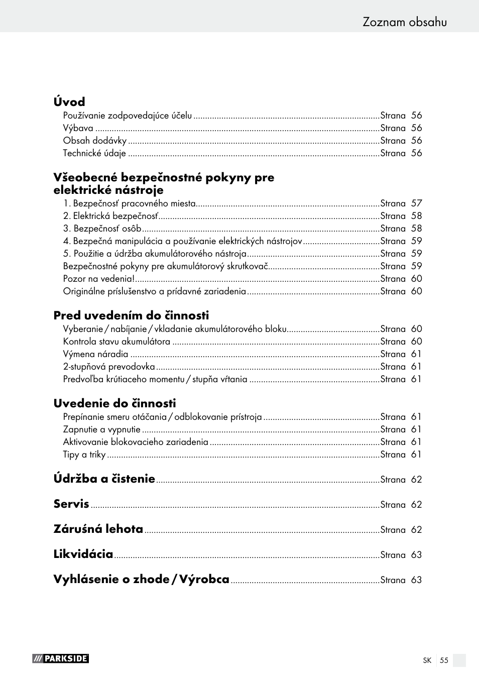 Parkside PABS 10.8 A2 User Manual | Page 55 / 75