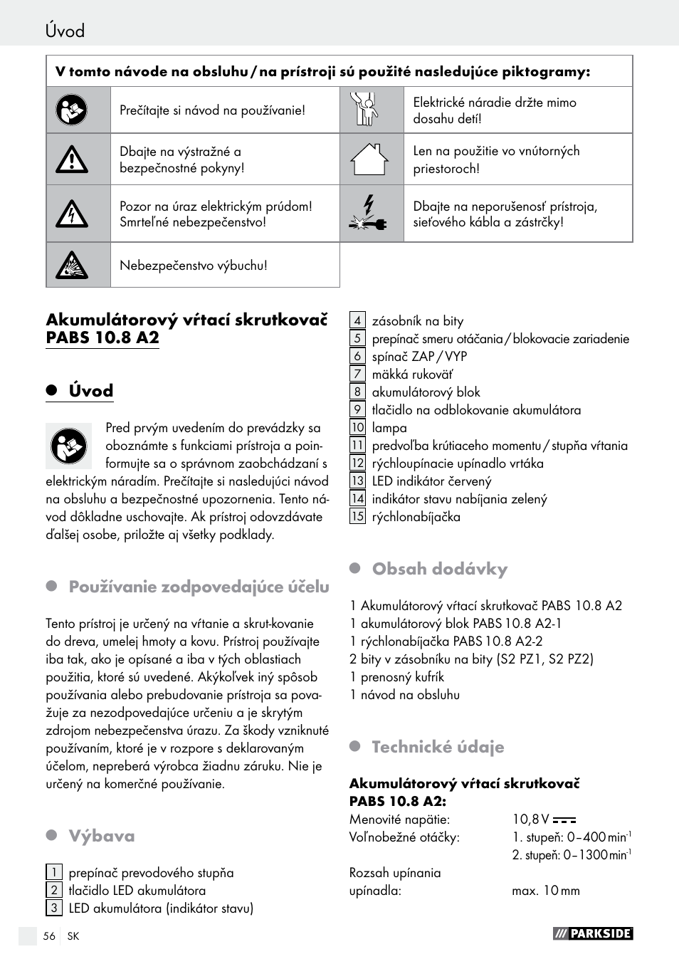 Parkside PABS 10.8 A2 User Manual | Page 56 / 75
